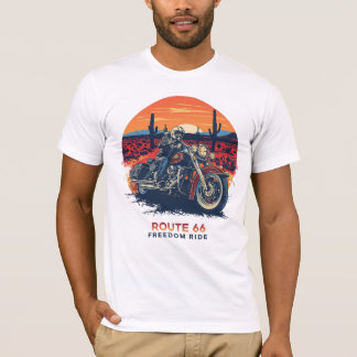 T-shirt Aventure moto vintage Route 66 Freedom Ride