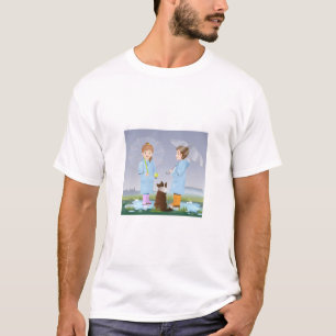 T-shirt Aventure pluvieuse d'enfants heureux. 