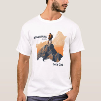 T-shirt Aventure Randonnée, Adventure Await, Let’s Go !