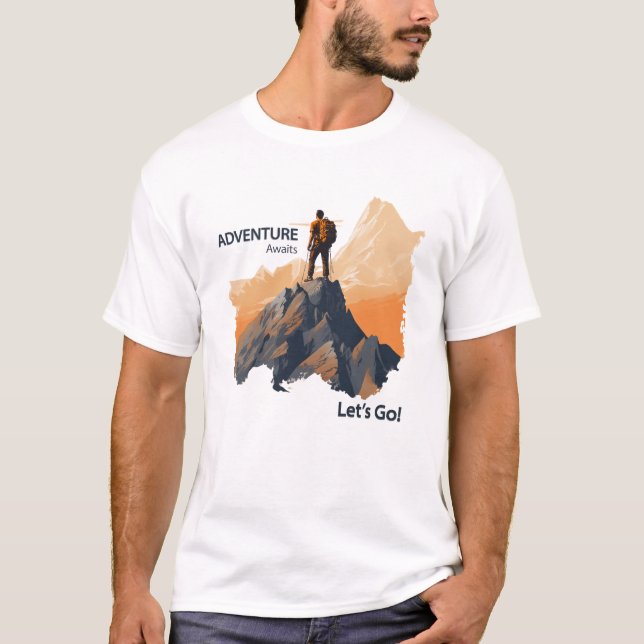 T-shirt Aventure Randonnée, Adventure Await, Let’s Go ! (Devant)