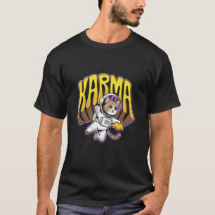 T-shirt Aventure spatiale drôle de chat astronaute Karma A