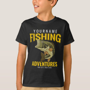 T-shirt Aventures de pêche personnalisées Basse Pêcheur