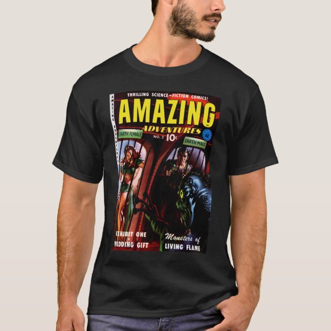 T-shirt Aventures Extraordinaires #2 Retro Sci Fi Comic Bo (Devant)