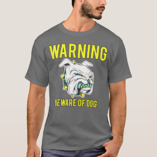T-shirt Avertissement Attention au chien garçon vintage