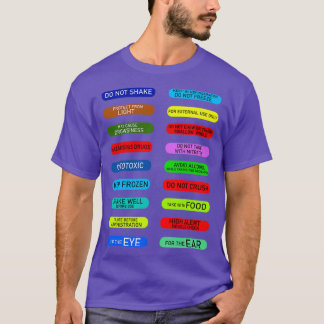 T-shirt Avertissement auxiliaire du étiquette de pharmacie
