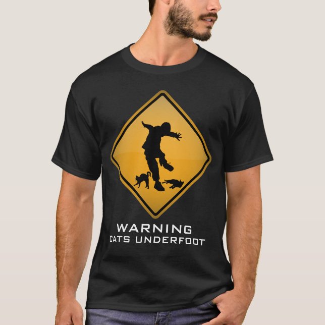 T-shirt AVERTISSEMENT, chats sous les pieds (Devant)