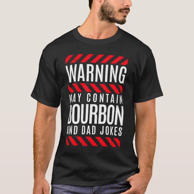 T-shirt Avertissement Contient Bourbon Whiskey Papa Pun &  (Devant)