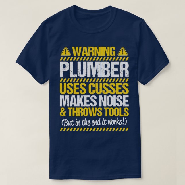 T-shirt Avertissement de plomberie de plomberie cadeau pré (Design devant)