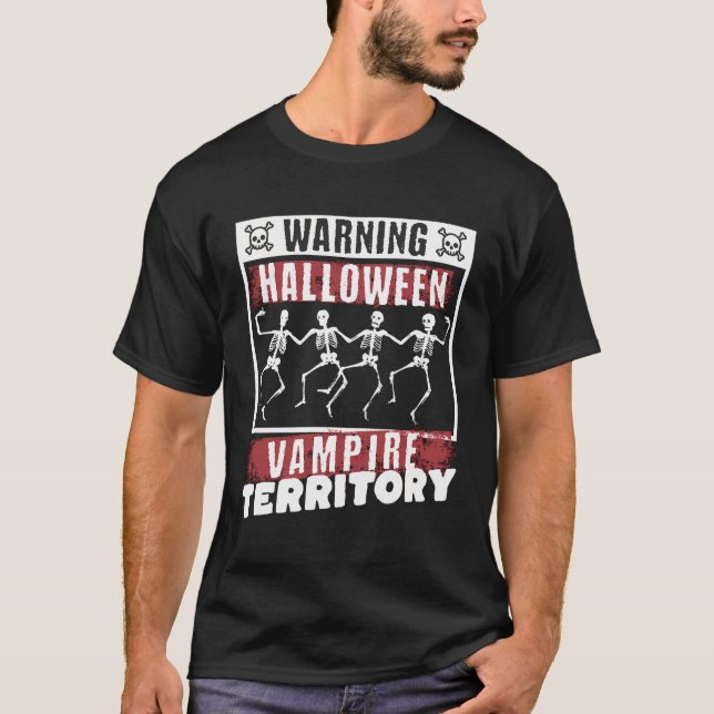 T-shirt Avertissement Halloween Vampire Territoire Danser  (Devant)