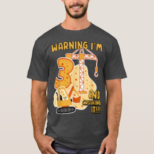 T-shirt Avertissement J'ai 3 ans et l'écraser Camion Bulld