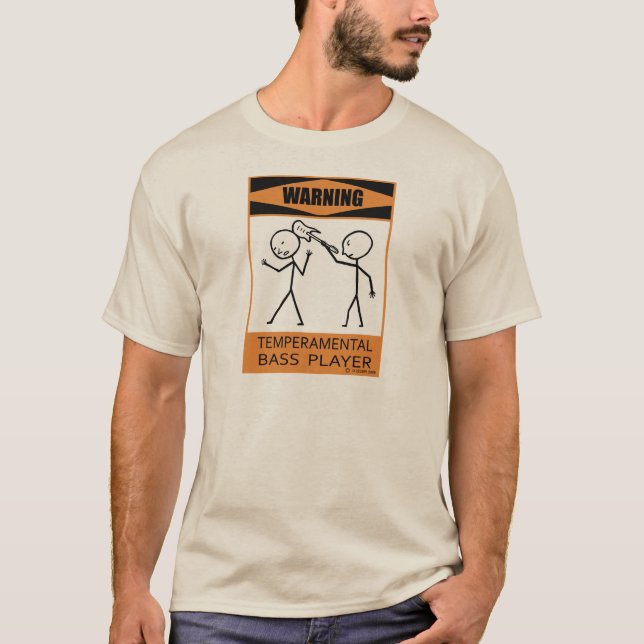 T-shirt Avertissement Joueur de basse temporaire (Devant)