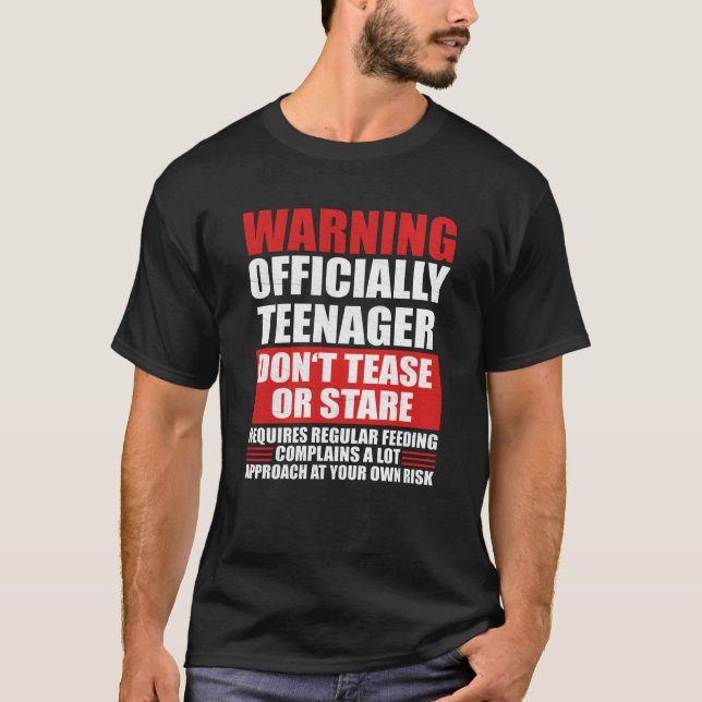 T-shirt Avertissement Officiellement Adolescent (Devant)