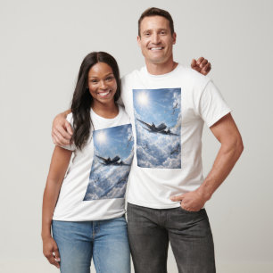 T-shirt Avion et oiseaux en harmonie sous le soleil