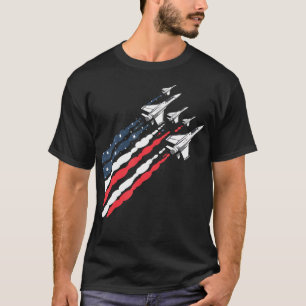 T-shirt Avion Patriotique Fighter Avion Drapeau Américain 