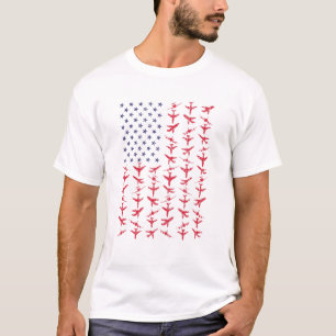 T-shirt Avion pilote Avion American Flag Plane Aviation