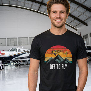 T-shirt Avion Vintage Crépuscule Rétro Montagnes Pilote Pa