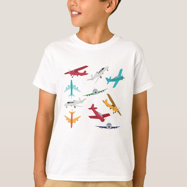 T-shirt Avions colorés Motif Salle de bain pour enfants (Devant)