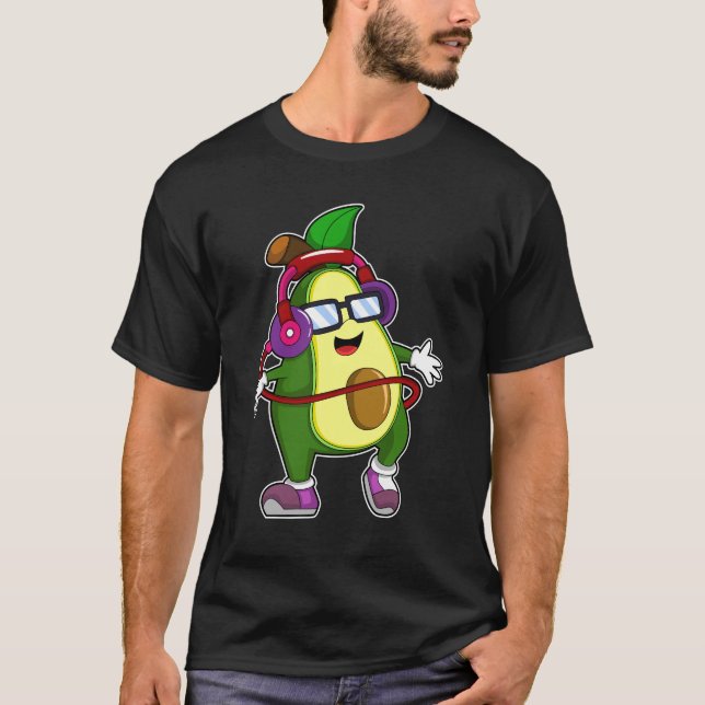 T-shirt Avocado à musique avec casque (Devant)