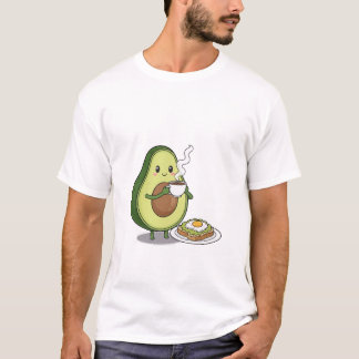 T-shirt Avocado drinking coffee and eating avocado on toas