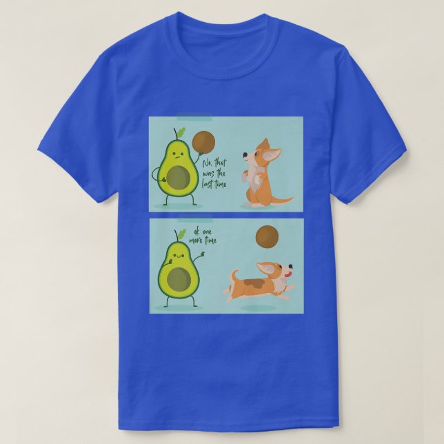 T-shirt Avocado Et Corgi Jouer Récupérer (Design devant)