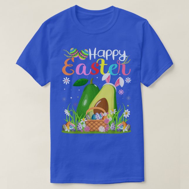 T-shirt Avocado Fruit Bunny Egg Hunting Funny Avocado Happ (Design devant)
