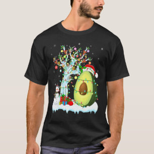 T-shirt Avocado Fruit Xmas Arbre Éclairage Santa Hat Avoca