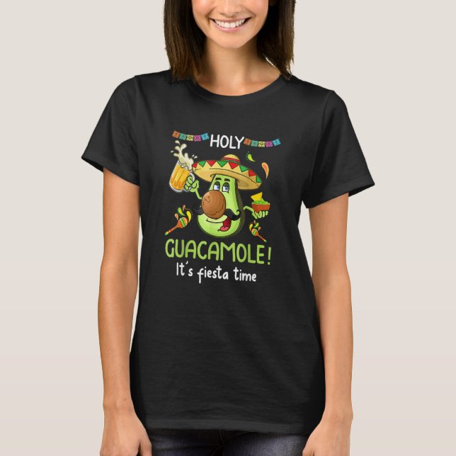 T-shirt Avocado Sombrero Beer Holy Guacamole Cinco De Mayo (Devant)