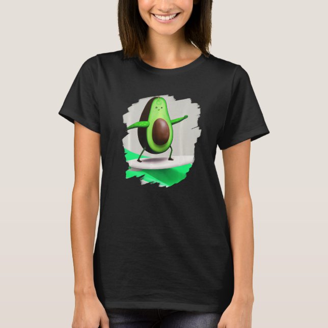 T-shirt Avocado Surfing Surfer Riding Wave Ocean Cool Surf (Devant)