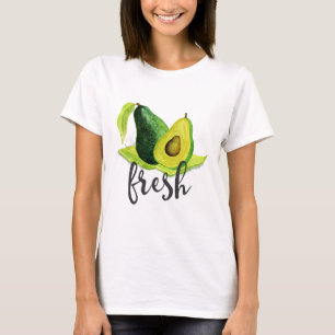 T-shirt Avocado vert frais Fruit à vie fixe dans l'aquarel