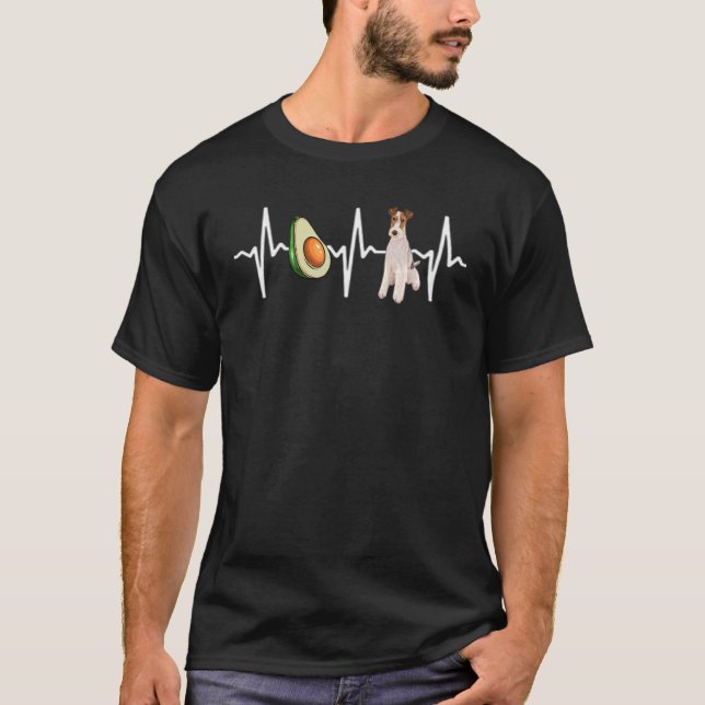 T-shirt Avocado Wire Fox Terrier Heartbeat Chien (Devant)