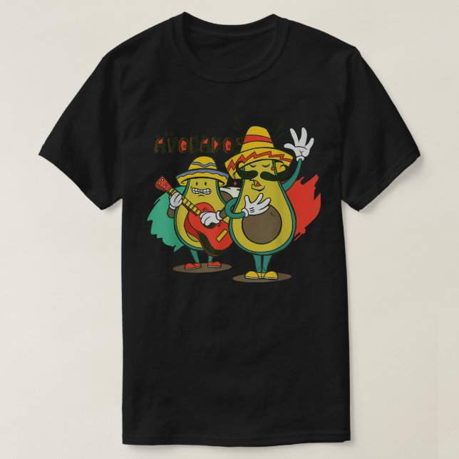 T-shirt Avocados jouant de la guitare (Design devant)
