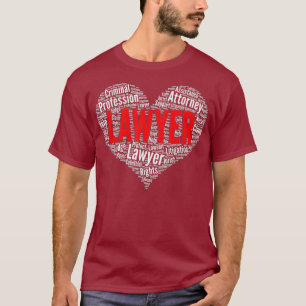 T-shirt Avocat Forme cardiaque Word Cloud Law School Jurid