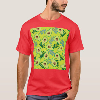 T-shirt avocat mûr et feuille sur un vert clair
