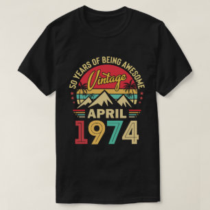 T-shirt Avril 1974, Vintage Avril 1974, Cadeau 50e Anniver