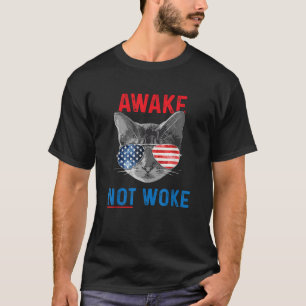 T-shirt AWAK not WOKE Patriotic USA Free Speech Anti Cens