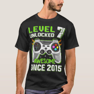 T-shirt Awesome 2015 Niveau 7 Déverrouillé Jeu vidéo 7e An