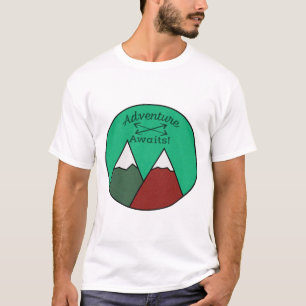 T-shirt Awesome Adventure Await Mountain Design