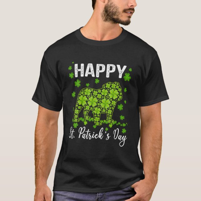T-shirt Awesome Anglais Bulldog Saint Patrick's Day Chien  (Devant)