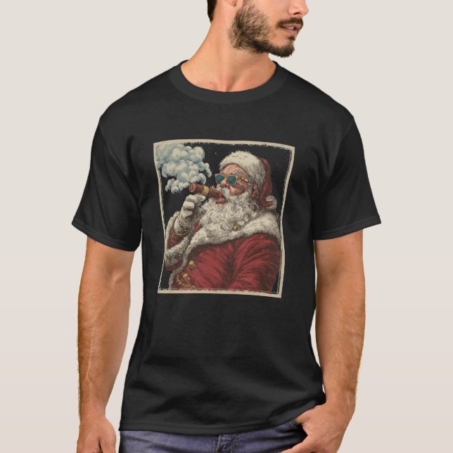 T-shirt Awesome Cigar Santa Graphic (Devant)