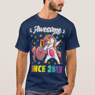T-shirt Awesome Dabbing Unicorn Anniversaire 10 ans fille