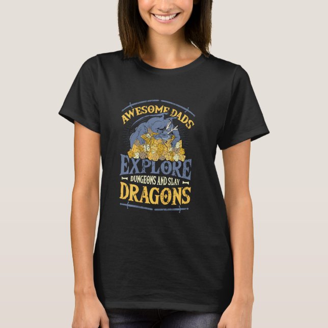 T-shirt Awesome Dads Explorer Dungeons Dm Rpg Gamer (Devant)