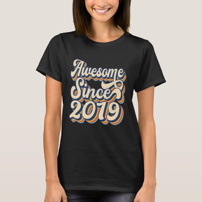 T-shirt Awesome depuis 2019 3ème anniversaire fête Retro V (Devant)