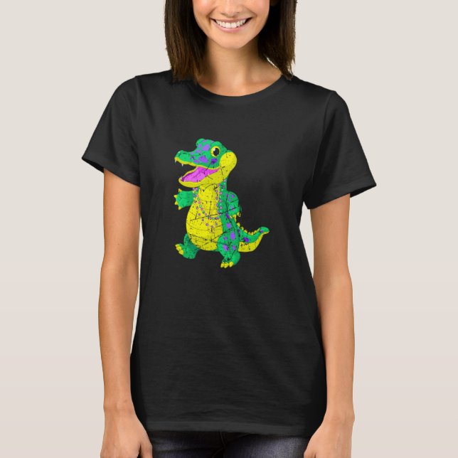 T-shirt Awesome Festival Madri Gras Alligator Beads Men Wo (Devant)