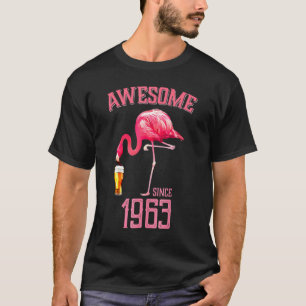 T-shirt Awesome Flamant rose rose depuis 1963 55e annivers