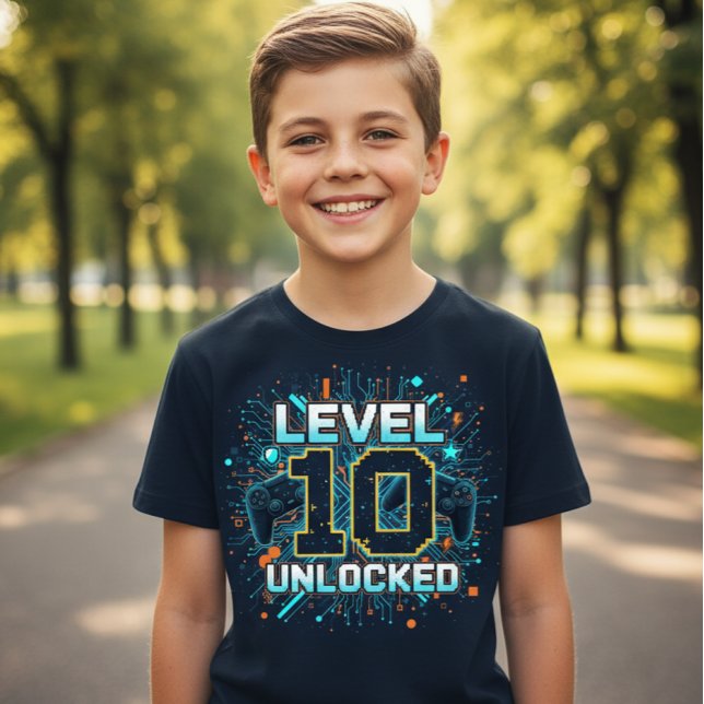 T-shirt Awesome Level 10 Unlocked Gamer Kids Birthday Tee (Créateur téléchargé)