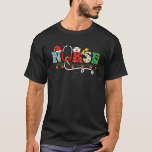 T-shirt Awesome Nurse Lights Santa Hat Christmas Pajama St
