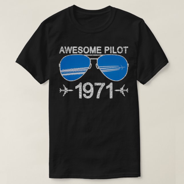 T-shirt Awesome Pilot 1971 50e anniversaire (Design devant)