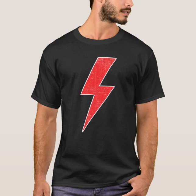T-shirt Awesome Retro Distressed RED & WHITE Lightning Bol (Devant)