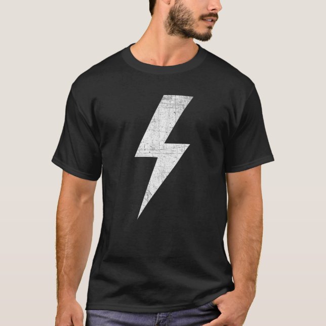 T-shirt Awesome Retro Distressed WHITE Lightning Bolt   (Devant)