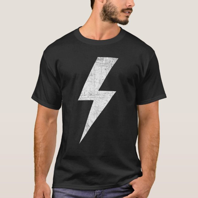 T-shirt Awesome Retro Distressed WHITE Lightning Bolt (Devant)